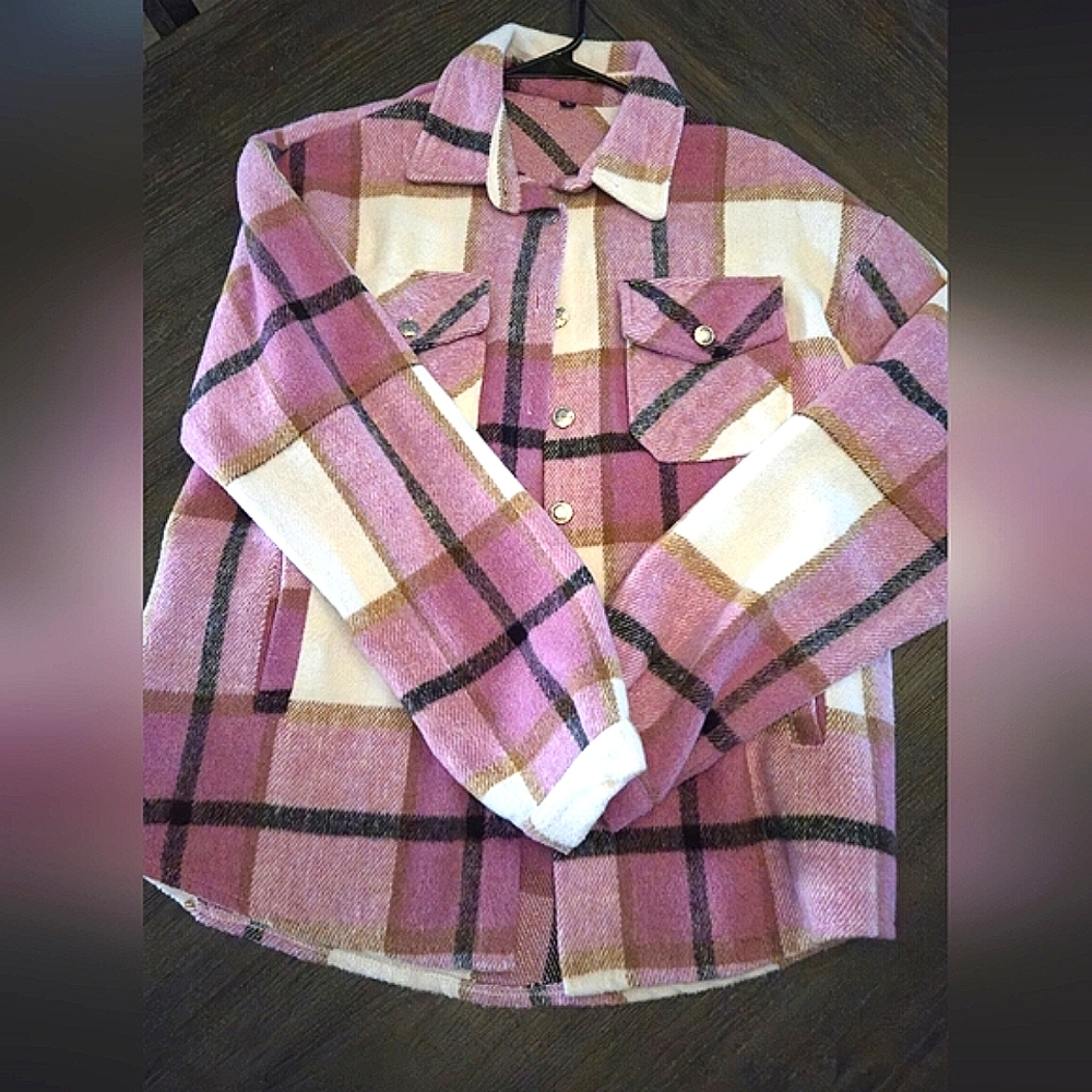Plaid Pink and White Women's Jacket